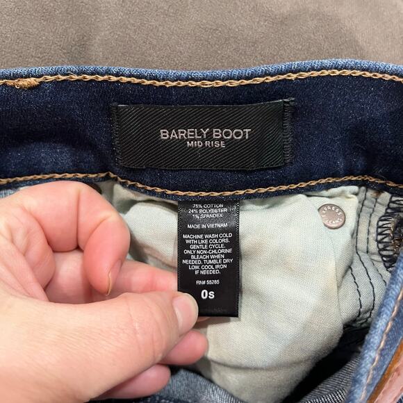 Barley Boot Mid Rise Jeans Size 0 Short Dark Wash Bootcut Stretch Denim - Picture 6 of 7